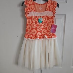 Prince Orange Floral Bodice Cream Tulle Dress